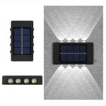 Lampada da parete solare NiMH 8LED Faretti a doppia testa impermeabili su e giù per esterni (luce bianca)