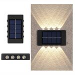 Lampada da parete solare NiMH 8LED Faretti a doppia testa impermeabili su e giù per esterni (luce calda)