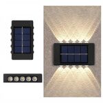 Lampada da parete solare NiMH da 10 LED Faretti a doppia testa impermeabili su e giù per esterni (luce calda)