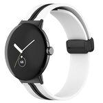 Per Google Pixel Watch Cinturino in silicone con fibbia pieghevole bicolore (bianco nero)