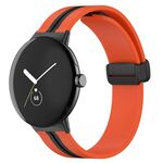 Per Google Pixel Watch Cinturino in silicone con fibbia pieghevole bicolore (arancione nero)