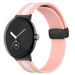 Per Google Pixel Watch Cinturino in silicone con fibbia pieghevole bicolore (rosa bianco)