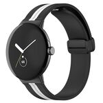 Per Google Pixel Watch Cinturino in silicone con fibbia pieghevole bicolore (nero bianco)