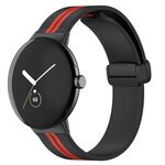 Per Google Pixel Watch Cinturino in silicone con fibbia pieghevole bicolore (nero rosso)