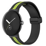 Per Google Pixel Watch Cinturino in silicone con fibbia pieghevole bicolore (nero verde)