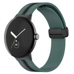 Per Google Pixel Watch Cinturino in silicone con fibbia pieghevole bicolore (verde militare nero)