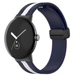 Per Google Pixel Watch Cinturino in silicone con fibbia pieghevole bicolore (blu bianco)