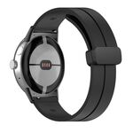 Per Google Pixel Watch Cinturino in silicone con fibbia pieghevole in tinta unita (nero nero)