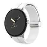 Per Google Pixel Watch Cinturino in silicone con fibbia pieghevole in tinta unita (argento bianco)