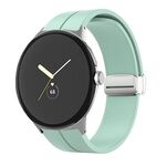 Per Google Pixel Watch Cinturino in silicone con fibbia pieghevole in tinta unita (verde menta argento)