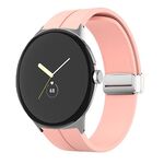 Per Google Pixel Watch Cinturino in silicone con fibbia pieghevole in tinta unita (rosa argento)