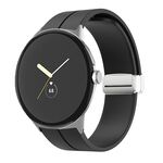 Per Google Pixel Watch Cinturino in silicone con fibbia pieghevole in tinta unita (argento nero)