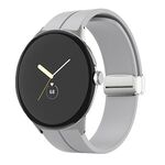Per Google Pixel Watch Cinturino in silicone con fibbia pieghevole in tinta unita (grigio argento)