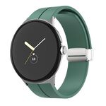 Per Google Pixel Watch Cinturino in silicone con fibbia pieghevole in tinta unita (verde militare argento)
