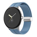 Per Google Pixel Watch Cinturino in silicone con fibbia pieghevole in tinta unita (argento blu)