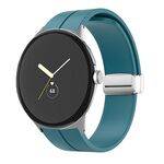 Per Google Pixel Watch Cinturino in silicone con fibbia pieghevole in tinta unita (verde pino argentato)