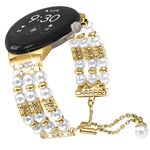 Per Google Pixel Watch Cinturino per orologio mezzo braccialetto di perle (oro)