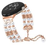 Per Google Pixel Watch Cinturino per orologio mezzo braccialetto di perle (oro rosa)