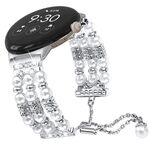 Per Google Pixel Watch Cinturino per orologio mezzo braccialetto di perle (argento)