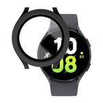 Per Samsung Galaxy Watch5 / Watch4 44mm PC + custodia per orologio impermeabile con pellicola in vetro temperato (nero satinato)
