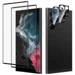 Per Samsung Galaxy S22 Ultra 5G 2 pezzi Pellicola in vetro temperato a schermo intero con bordo curvo 3D con protezione per obiettivo 2 pezzi