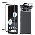 Per Google Pixel 7 Pro 2 pezzi di pellicola completa in vetro temperato con colla completa con set di pellicole per lenti in alluminio da 2 pezzi