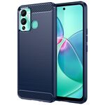 Per Infinix Hot 12 Riproduci custodia per telefono TPU in fibra di carbonio con texture spazzolata (blu)