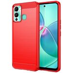 Per Infinix Hot 12 Play Custodia per telefono TPU in fibra di carbonio con trama spazzolata NFC (rosso)