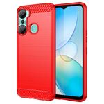 Per Infinix Hot 12 Pro Custodia per telefono TPU in fibra di carbonio con trama spazzolata (rosso)