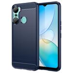 Per Infinix Hot 12 Pro Custodia per telefono TPU in fibra di carbonio con trama spazzolata (blu)