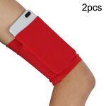 2pcs Outdoor Fitness Borsa da braccio per telefono cellulare Sport Bracciali elastici (rosso)