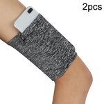 Bracciali elastici sportivi per borsa da braccio per cellulare da fitness all'aperto da 2 pezzi (grigio)