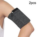 Bracciali elastici sportivi per borsa da braccio per telefono cellulare per fitness all'aperto da 2 pezzi (canapa nera)