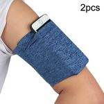 Bracciali elastici sportivi per borsa da braccio per telefono cellulare per fitness all'aperto da 2 pezzi (bianco blu)