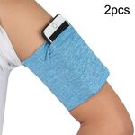 2 pezzi bracciali elastici sportivi per borsa da braccio per telefono cellulare per fitness all'aperto (filato blu)