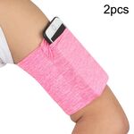 2 pezzi bracciali elastici sportivi per borsa da braccio per telefono cellulare per fitness all'aperto (filato rosa)