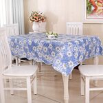 Tovaglia da tavolino PEVA resistente all'olio e all'acqua, dimensioni: 90x90 cm (fiore blu)