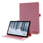 Per Nokia T21 Custodia per tablet in pelle e tessuto con funzione Wake-up/Sleep (rosa rossa)