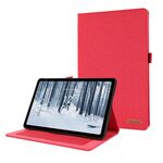 Custodia per tablet in pelle tessuto per Nokia T21 con funzione sveglia / sleep (rosso)