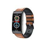 E600 Schermo a colori da 1,47 pollici Smart Watch Cinturino in pelle Supporto Monitoraggio della frequenza cardiaca / Monitoraggio della pressione sanguigna(Marrone)