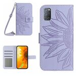 Per OPPO A52/A72/A92 Skin Feel Sun Flower Pattern Flip Custodia in pelle per telefono con cordino (viola)