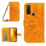 Per TCL 20 R/20 AX 5G/Bremen 5G Skin Feel Sun Flower Pattern Flip Custodia in pelle con cordino (giallo)