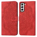 Per Samsung Galaxy S23 5G Custodia per cellulare in pelle con motivo mandala in rilievo (rosso)