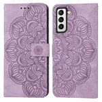 Per Samsung Galaxy S23 + 5G Custodia per cellulare in pelle con motivo mandala in rilievo (viola)