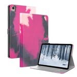 Per Nokia T21 Custodia per tablet in pelle con motivo ad acquerello (colore bacca)