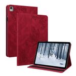Custodia per tablet in pelle goffrata fiore farfalla per Nokia T21 (rosso)