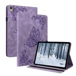 Per Nokia T21 Custodia per tablet in pelle goffrata fiore farfalla (viola)