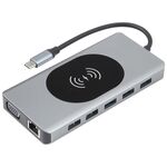 Docking station di tipo C 14 in 1 con ricarica wireless (porta di rete 1000M)
