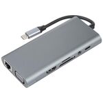 Adattatore HUB per docking station USB 11 in 1 da USB-C / Type-C a USB (porta di rete 1000M)