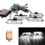 4 in 1 Car 12LEDs Grille Flash Lights Spie luminose con telecomando wireless, colore: bianco